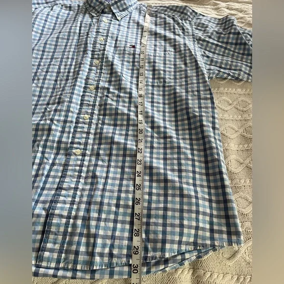 Tommy Hilfiger Men's Blue & White Button Down Checkered Shirt Size XL - Picture 10 of 14